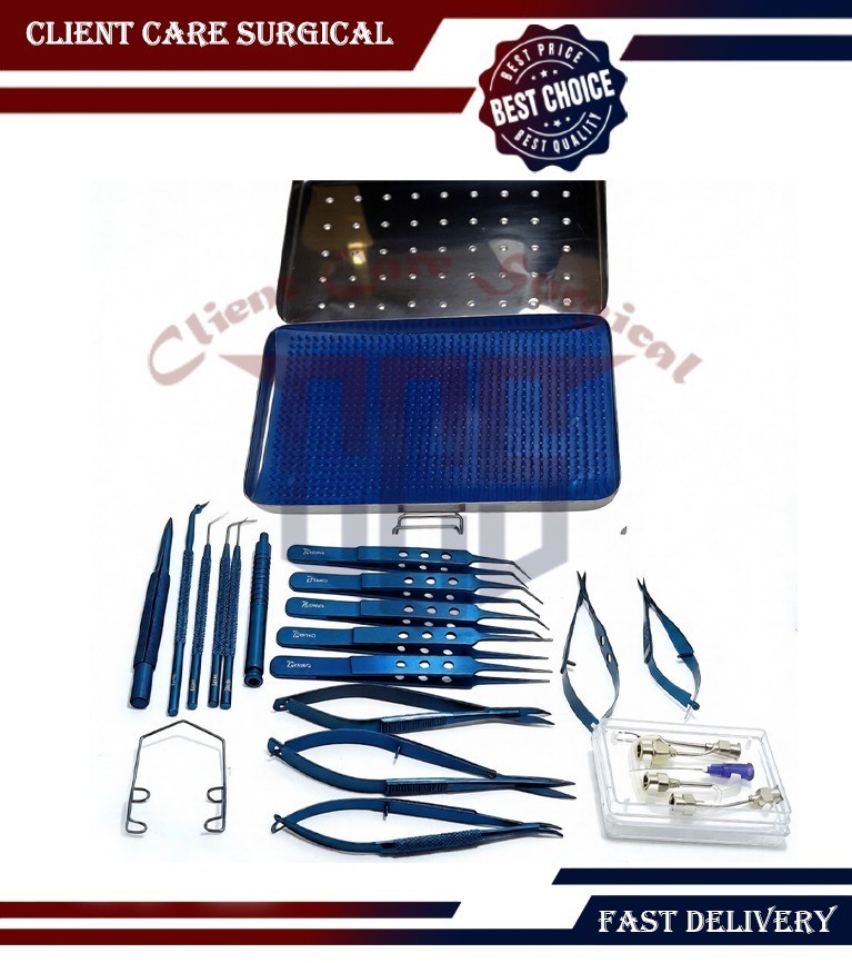Eye Cataract Titanium Set 21 Pcs Ophthalmic Surgical Instruments Set With Box