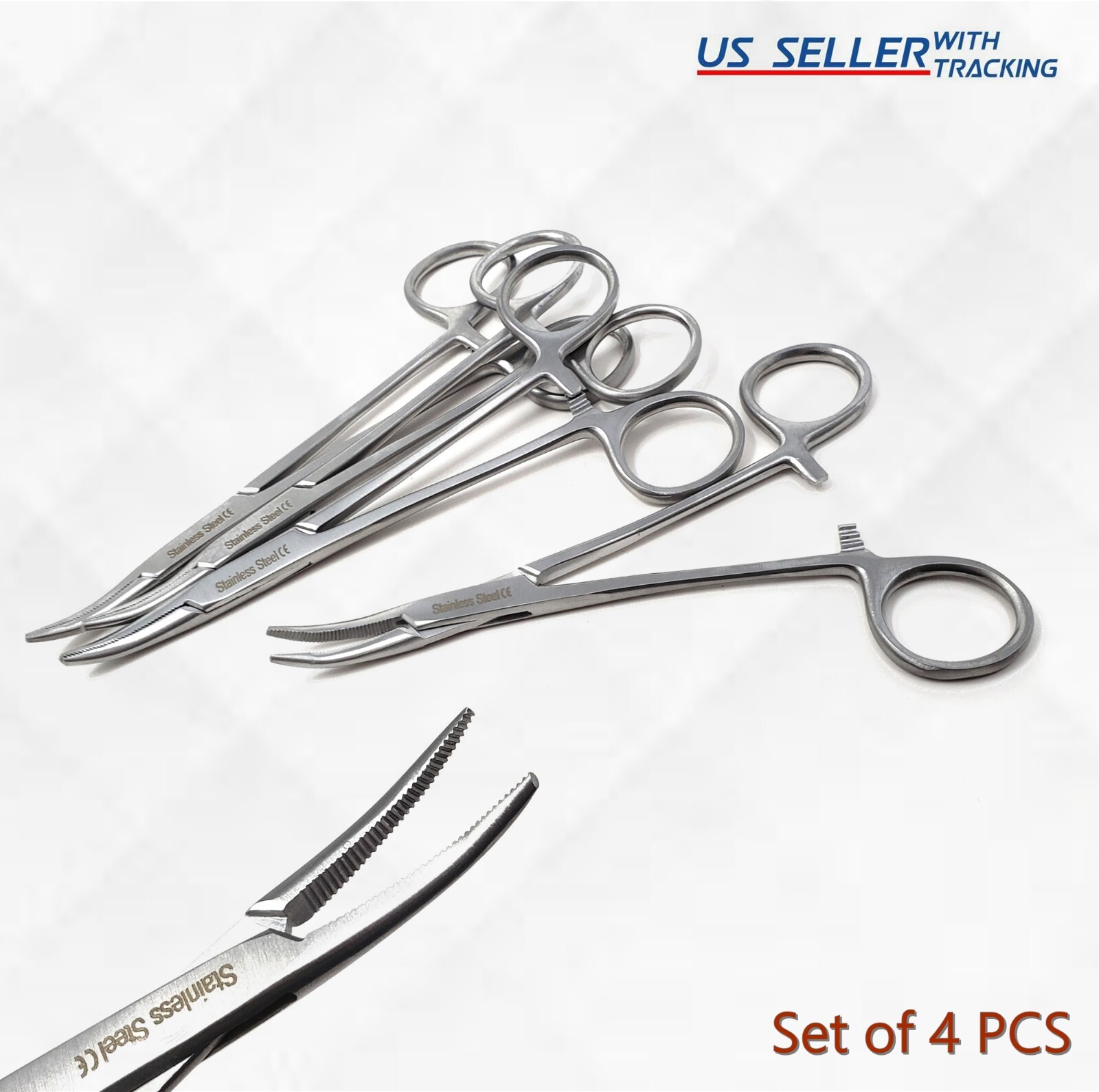 Hemostat Locking Forceps Mosquito 5″ Surgical Dental Curved Instruments 4 Pcs CE