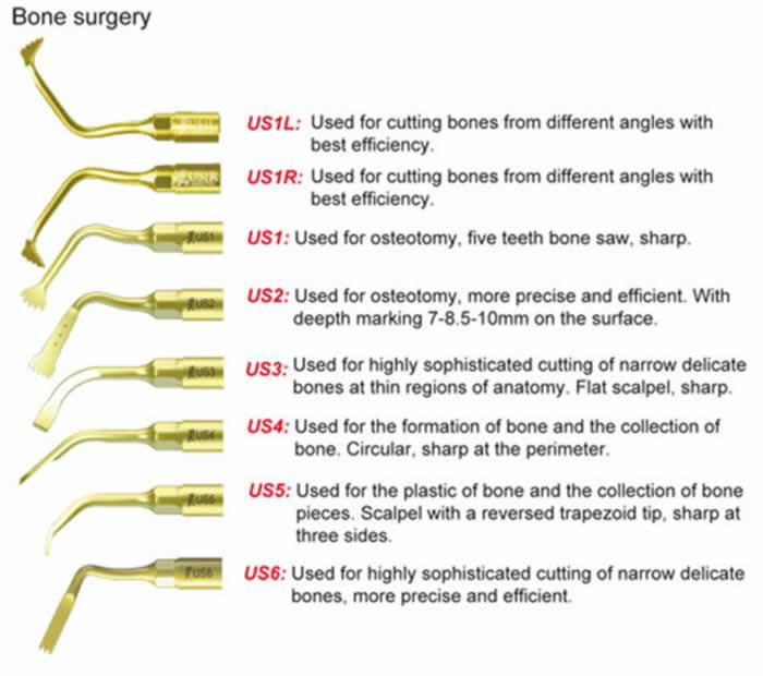 Woodpecker US-II LED Dental Piezo Ultrasurgery Tips Bone Cutting Tips US1L US1R