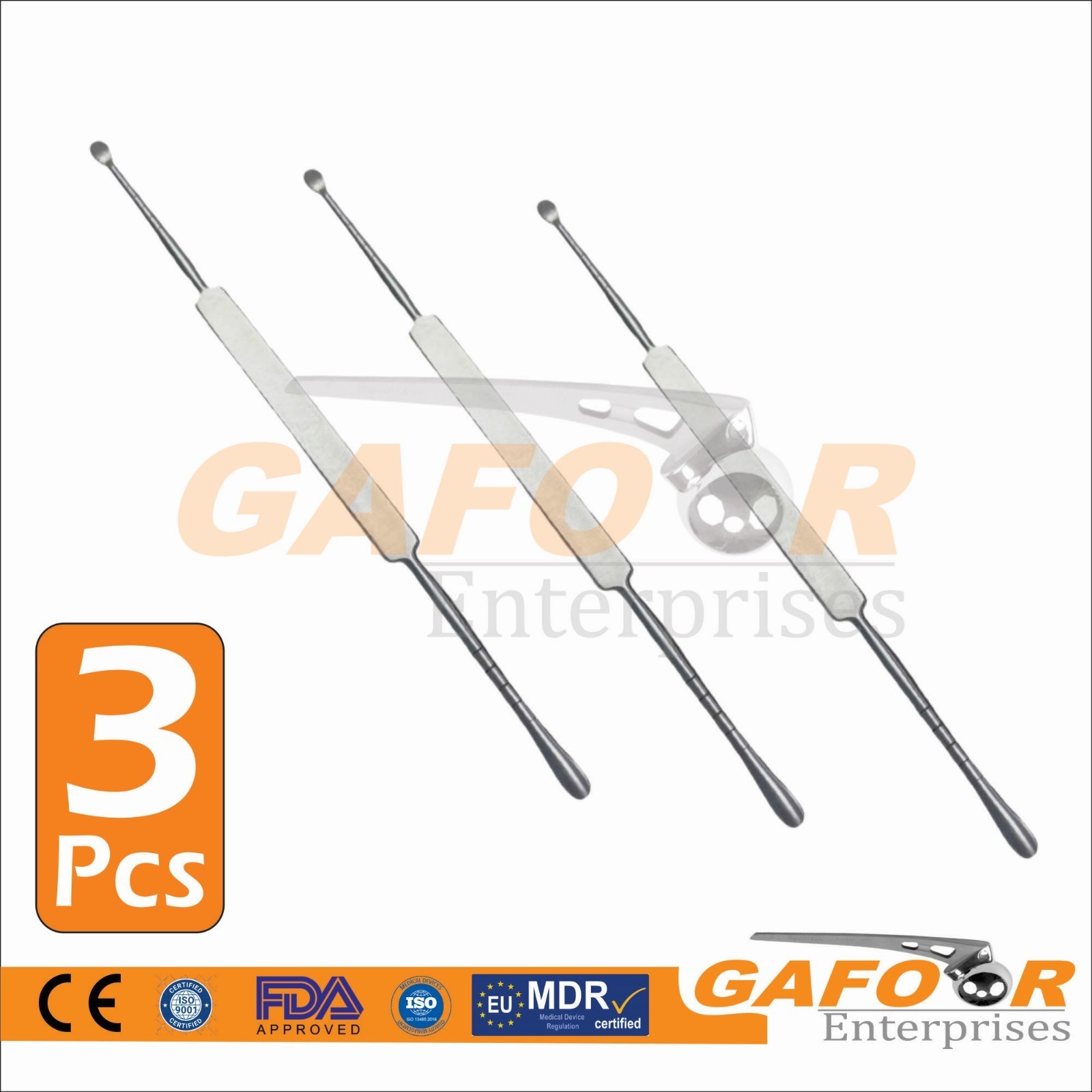 COTTLE Septum Elevator, 9″, Double Ended, Graduated, B/S 5 mm Wide Ends,3 Pcs