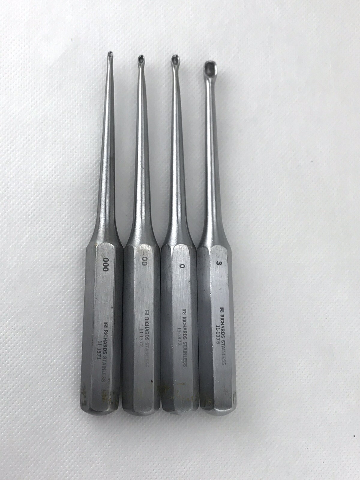 Richards 17cm Curettes 11-1371 Sz 000 11-1372 Sz 00 11-1373 Sz 0 11-1376 Sz 3