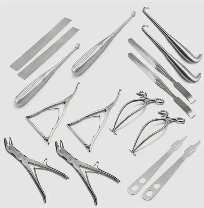 16pc Orthopedic Bone Surgery Set Rongeurs Curettes Elevators Retractors CE Steel