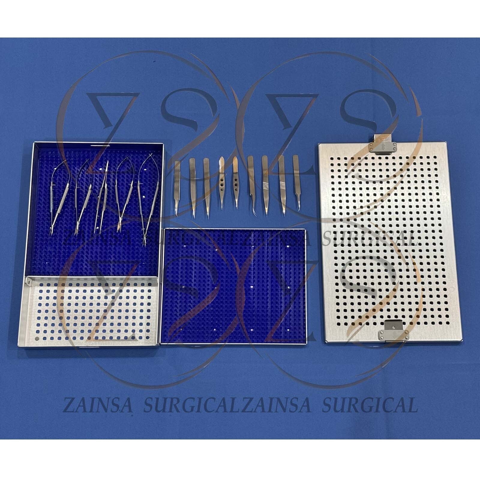 Microsurgery instruments Set, 14 PCs Hand Micro Surgery Set, Sterilisation Trays