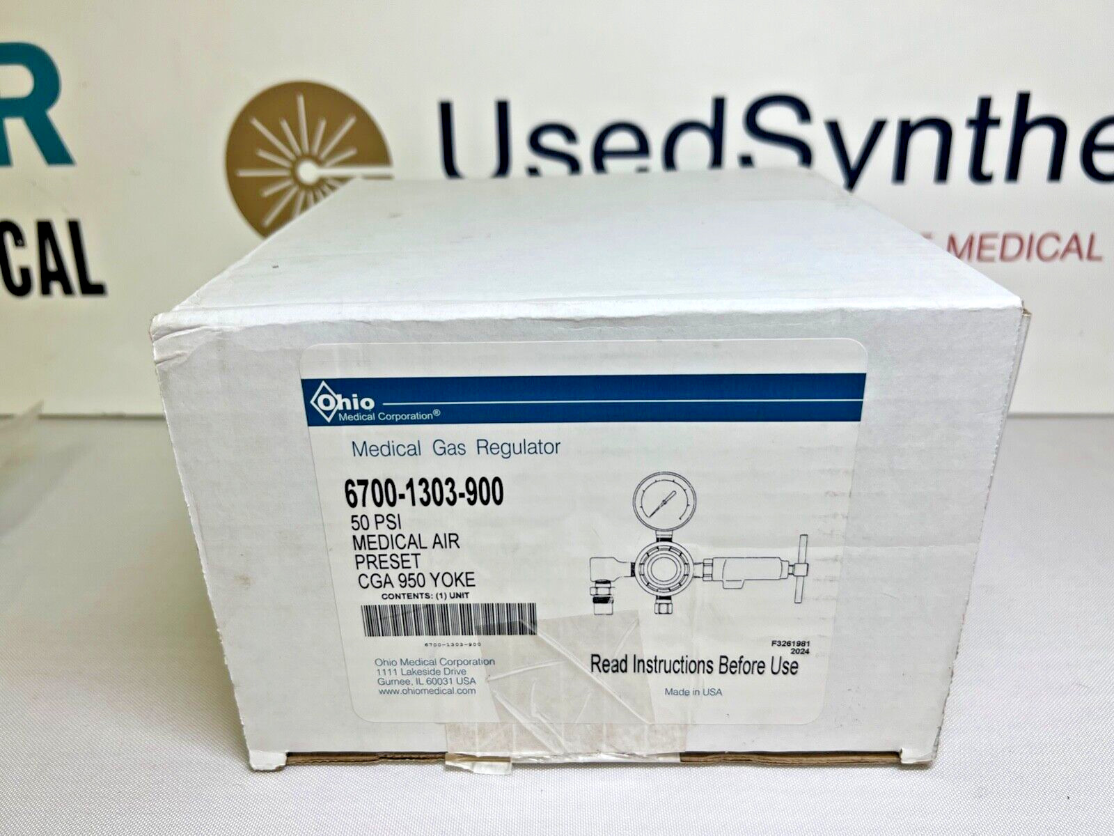 Ohio Medical 6700-1303-900 Medical Gas Regulator, 50PSI YOKE