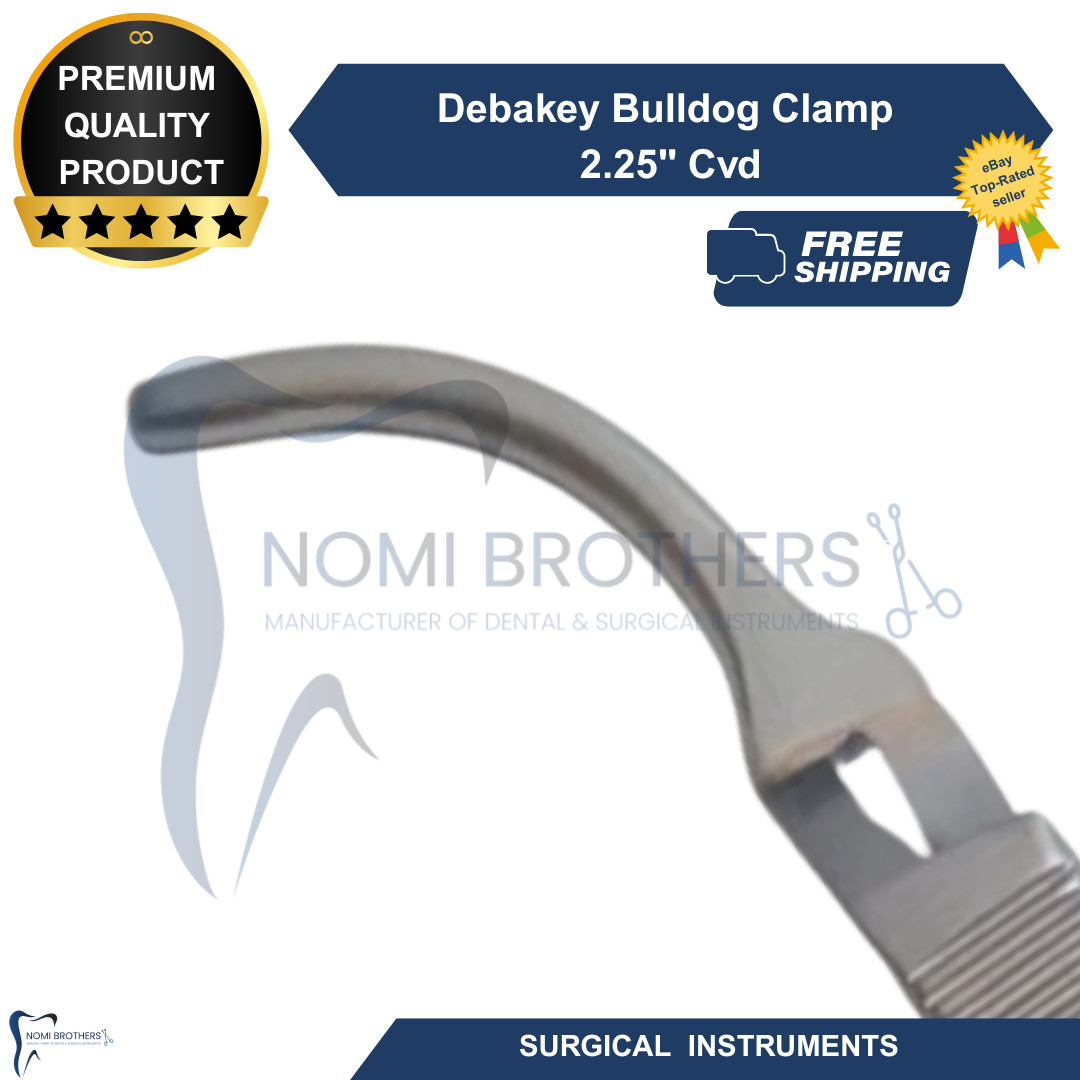 German DeBakey Bulldog Clamp Curved 2.25 Surgical Instrument Autoclavable Steel
