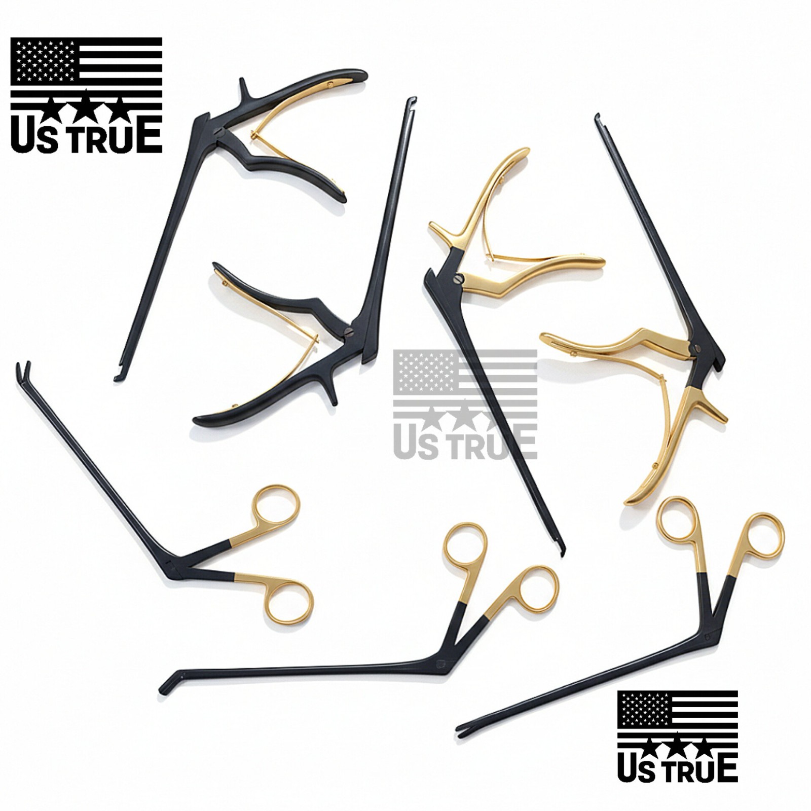 Codman karison & Cushing pituitary rongeurs surgical orthopedic black gold 7 PCs