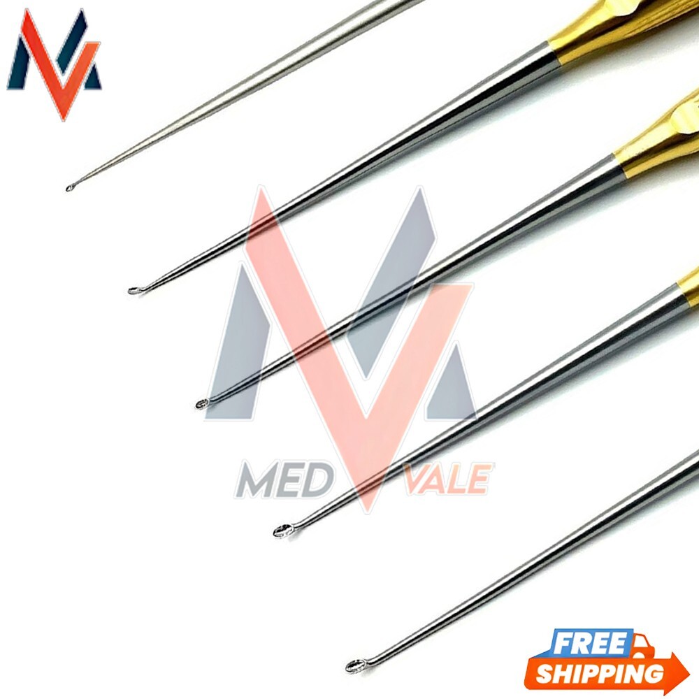 Cervical Bone Curette Set Of 5 Pcs Orthopedic Curettes with Golden handle A+