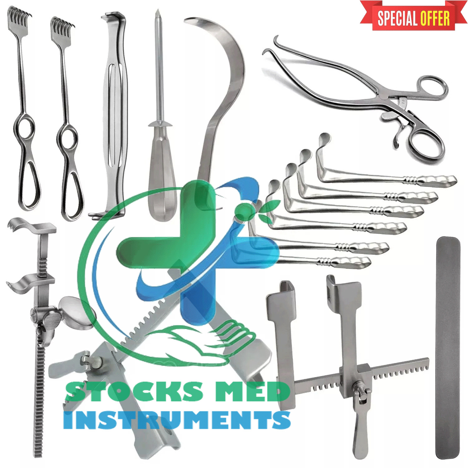 Retractor Instrument Set of 17pcs Basic Abdominal Major Surgery General Nasal