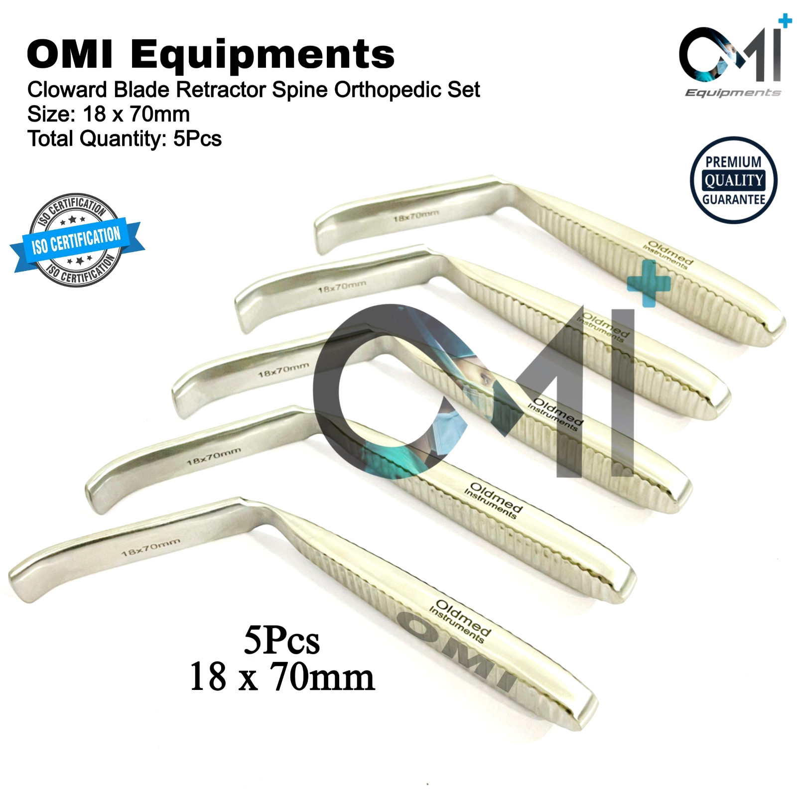 Cloward Blade Retractor Set of 5Pcs Orthopedic,18/70mm Spine Surgical Instrument