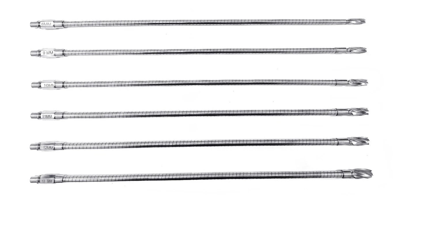 Orthopedic Cannulated Flexible Reamer 8mm to 13mm Lot of 6pcs Stainless Steel