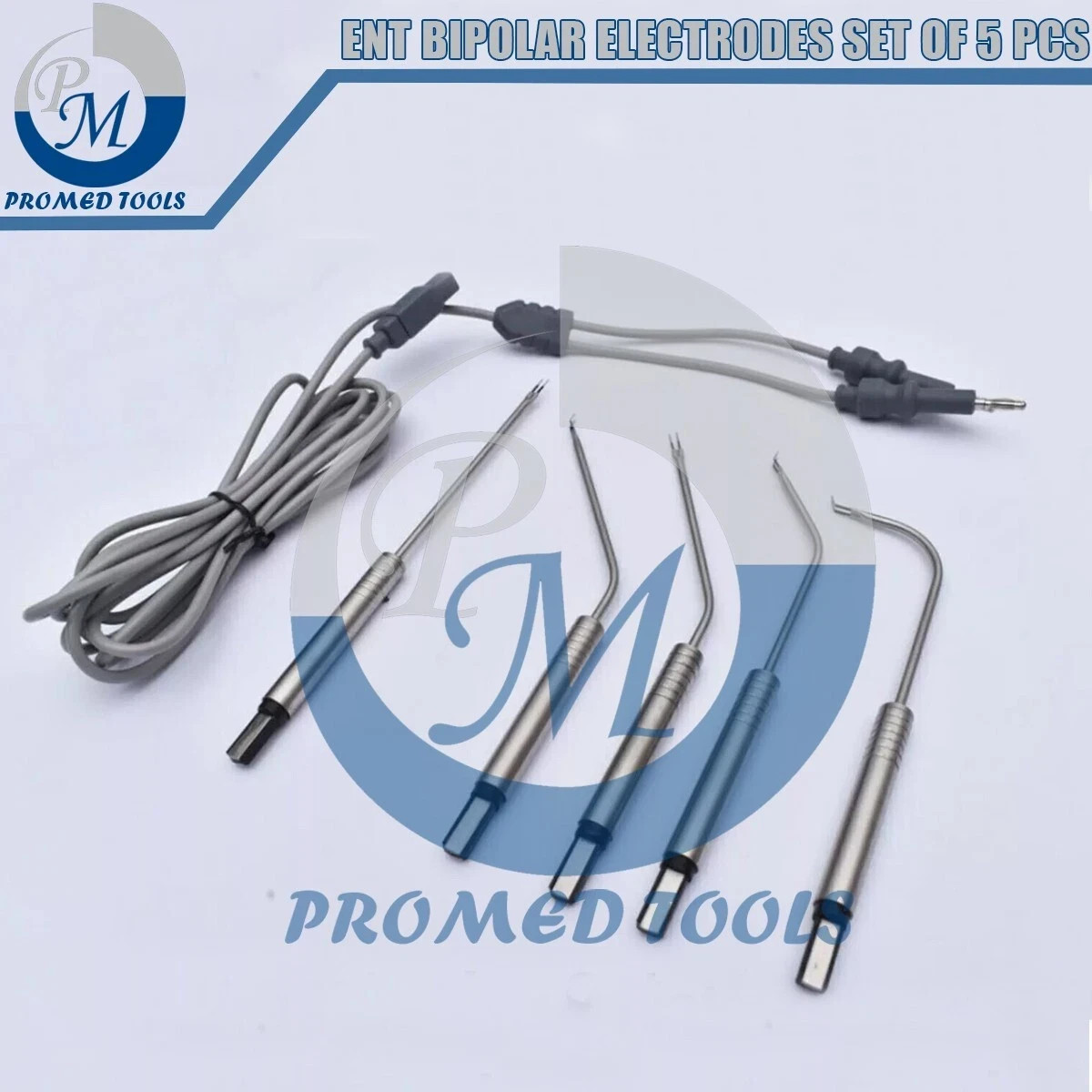 ENT Bipolar Electrodes Set of 5 Pieces with Cable Surgical Instruments Set