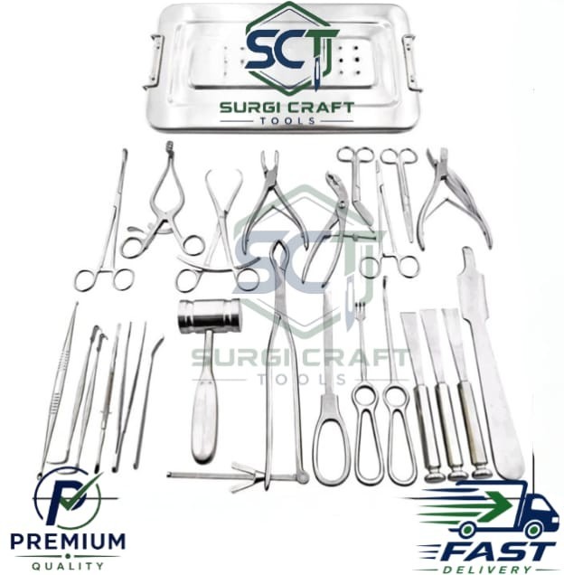 Basic Orthopedic Surgery Set of 25 Pcs Surgical Instruments With Box