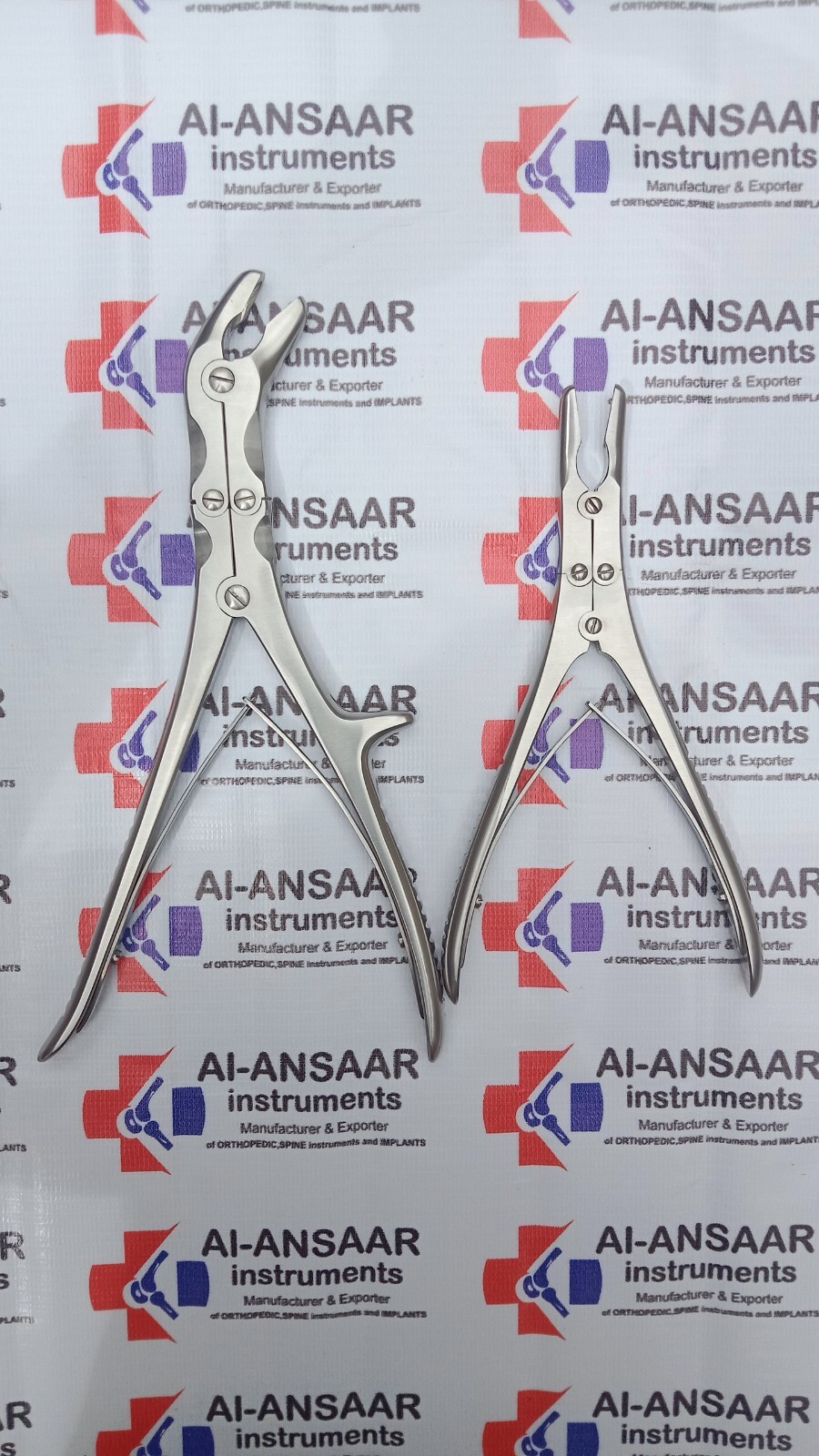 Set of 2 Pcs Ruskin Bone Rongeur 9.5″/7.0″ Straight & Curved 8mm/6mm bit orthop