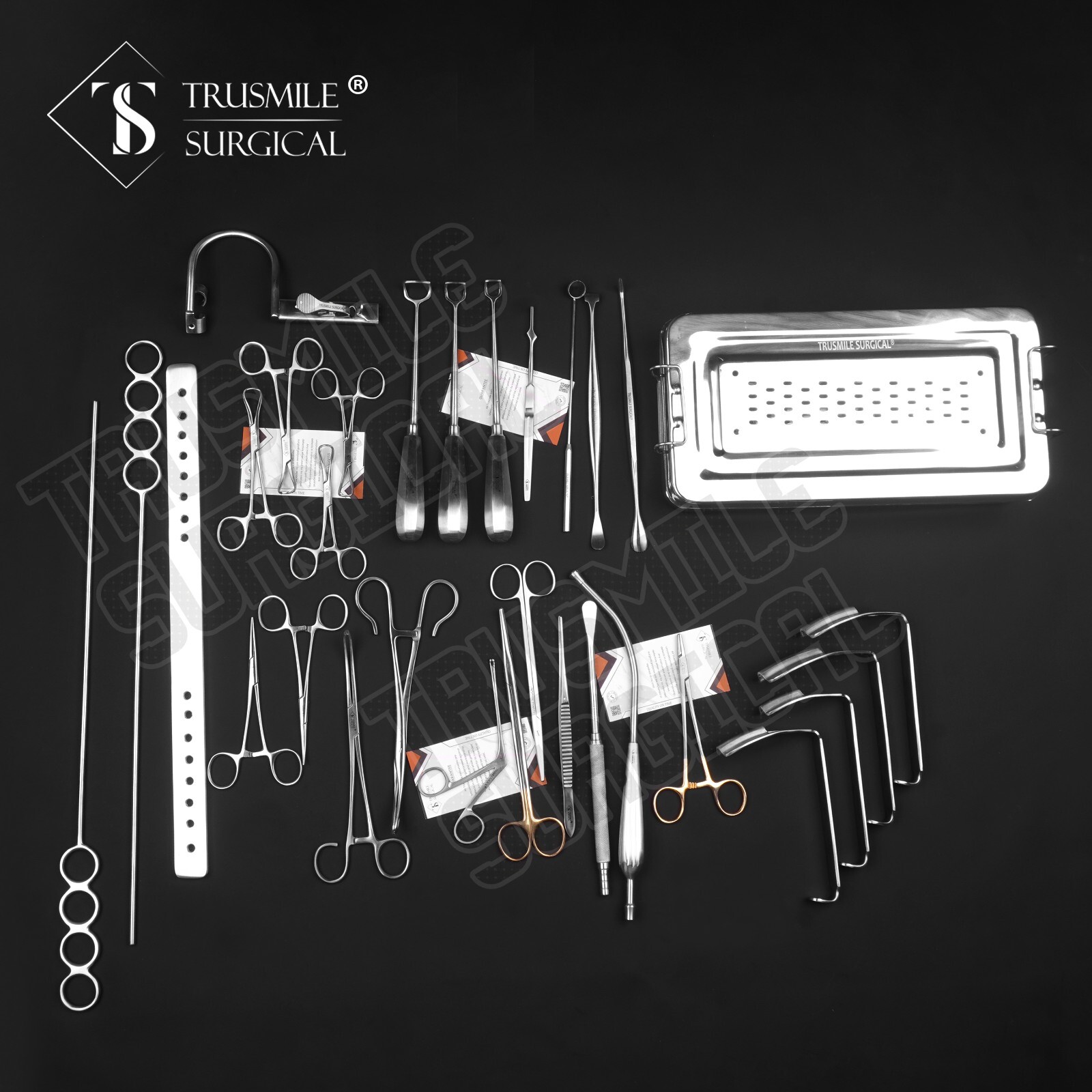 New Tonsillectomy and Adenoidectomy 30 pcs Set Surgical Instruments Kit with Box