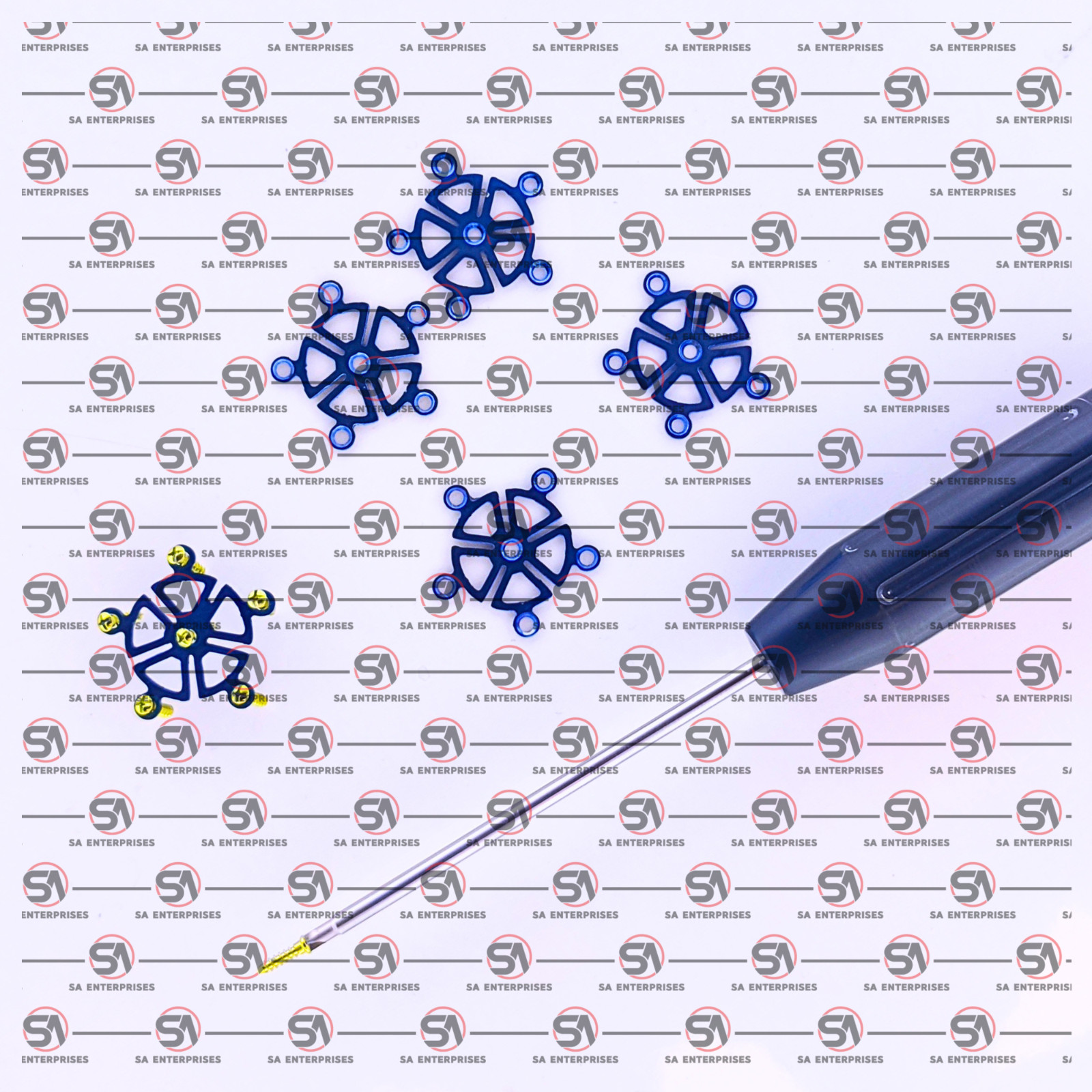 Maxillofacial Mini Burr Hole Mesh Plates & Cross Head Self Drill Screws 36 Pcs