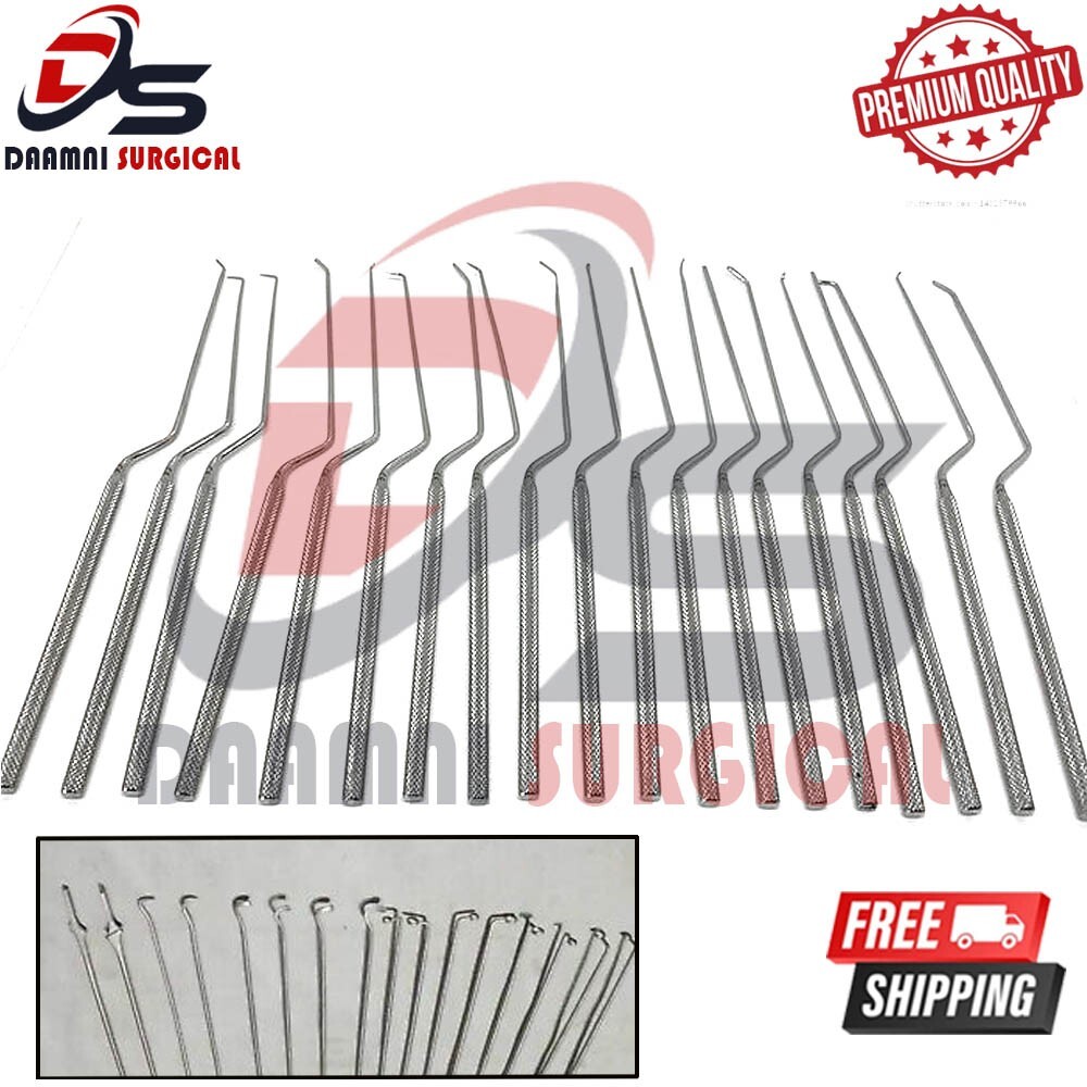 Rhoton micro Dissector Neurosurgical expanded Steel 20 PCs Set Stainless Steel