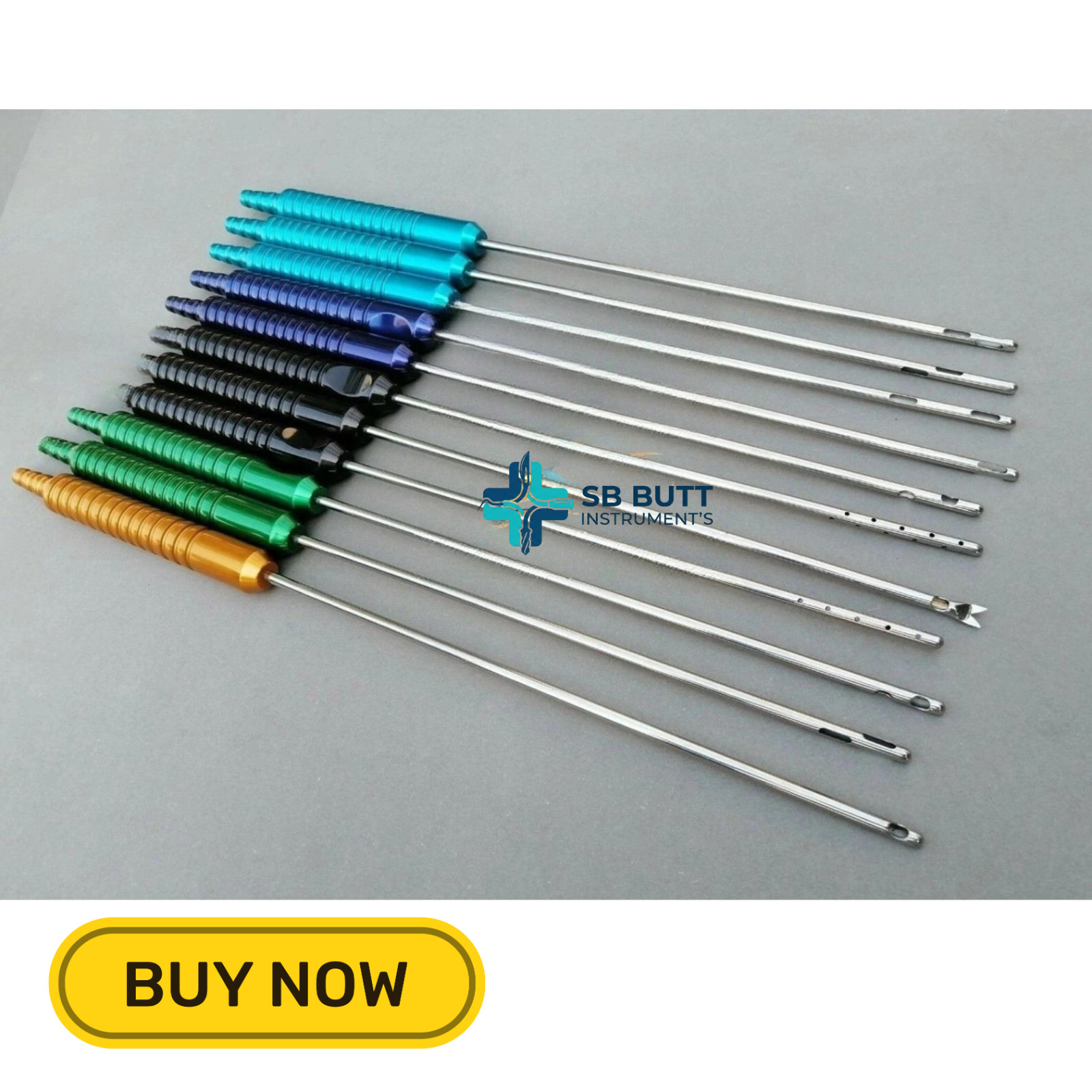 Liposuction Cannula Set Of 11 With Fixed Handle Plastic Surgery 4mm x 25cm