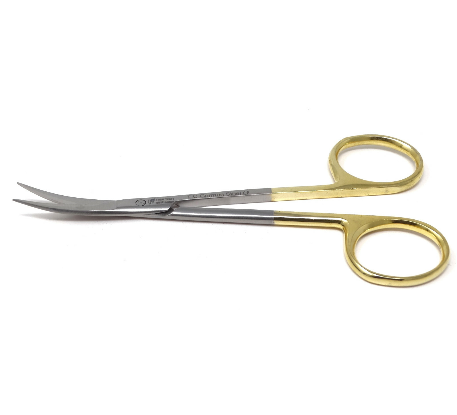 TC English Round Pattern IRIS Micro Scissors 4.5 Curved Tip Tungsten Carbide