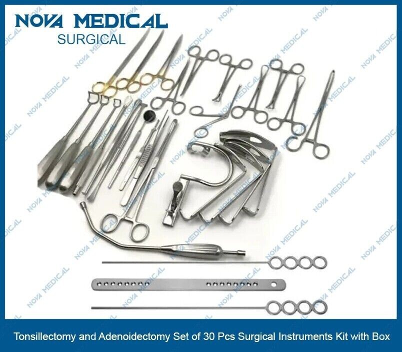 Tonsillectomy and Adenoidectomy 30 pcs kit Surgical Instruments Set with Box