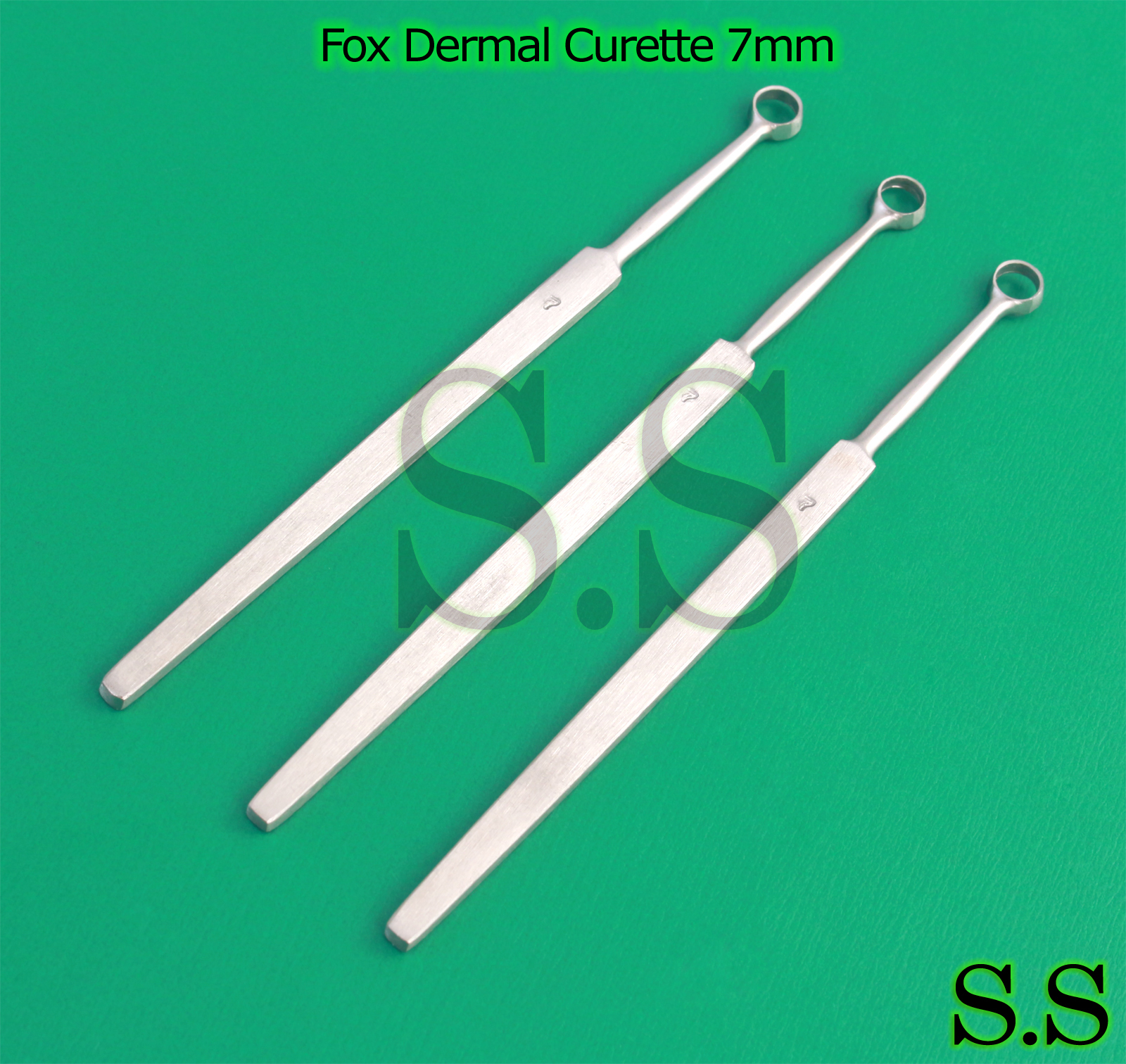 3 Fox Dermal Curette 7mm Surgical Dermatology Instruments
