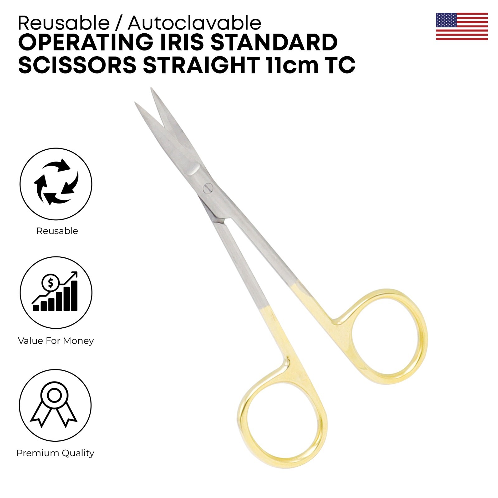 Operating Iris Standard Scissors Straight 11cm Stainless Steel Surgical Tools