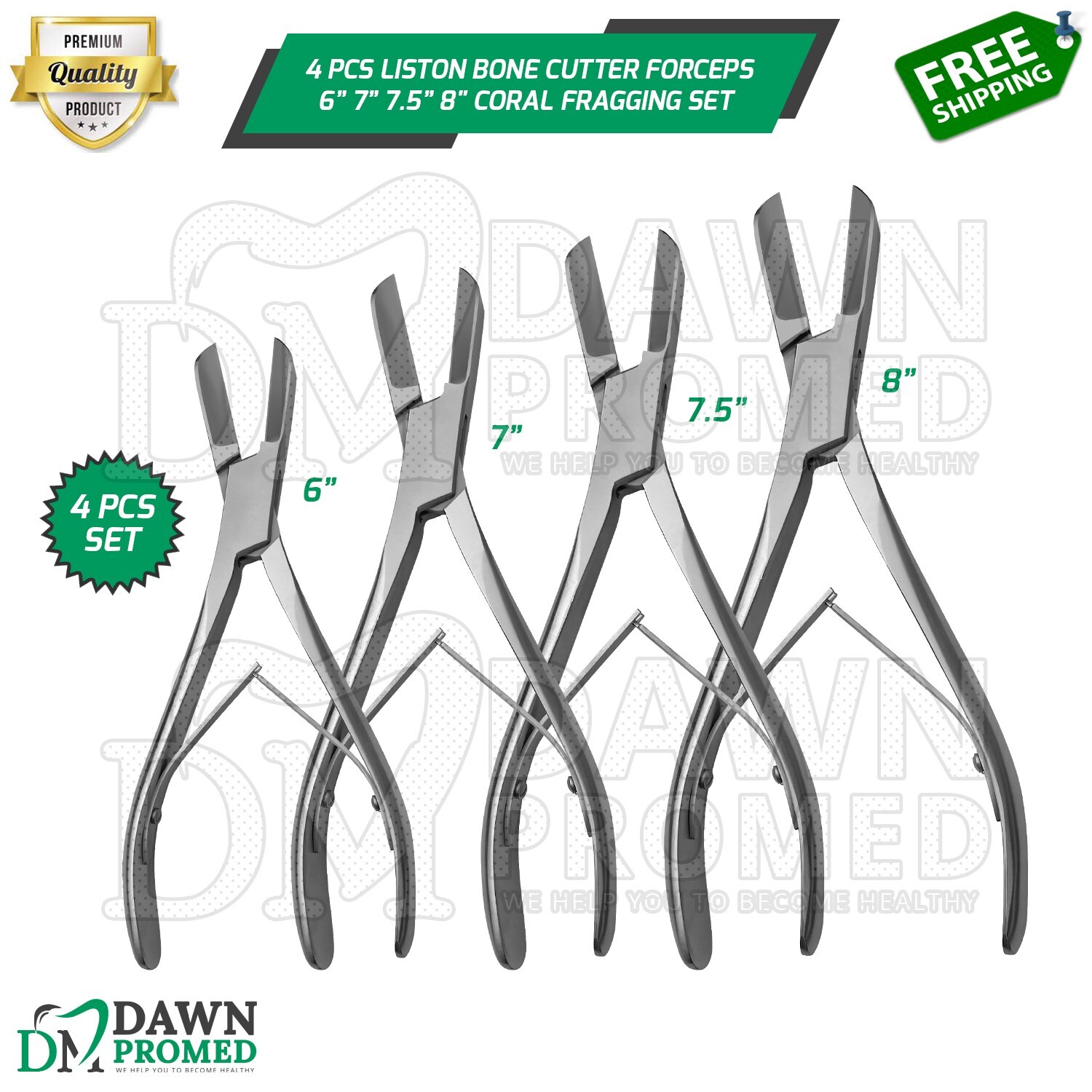 4 Pcs Liston Bone Cutter Forceps 6″ 7″ 7.5″ 8″ Coral Frag Orthopedic Instruments