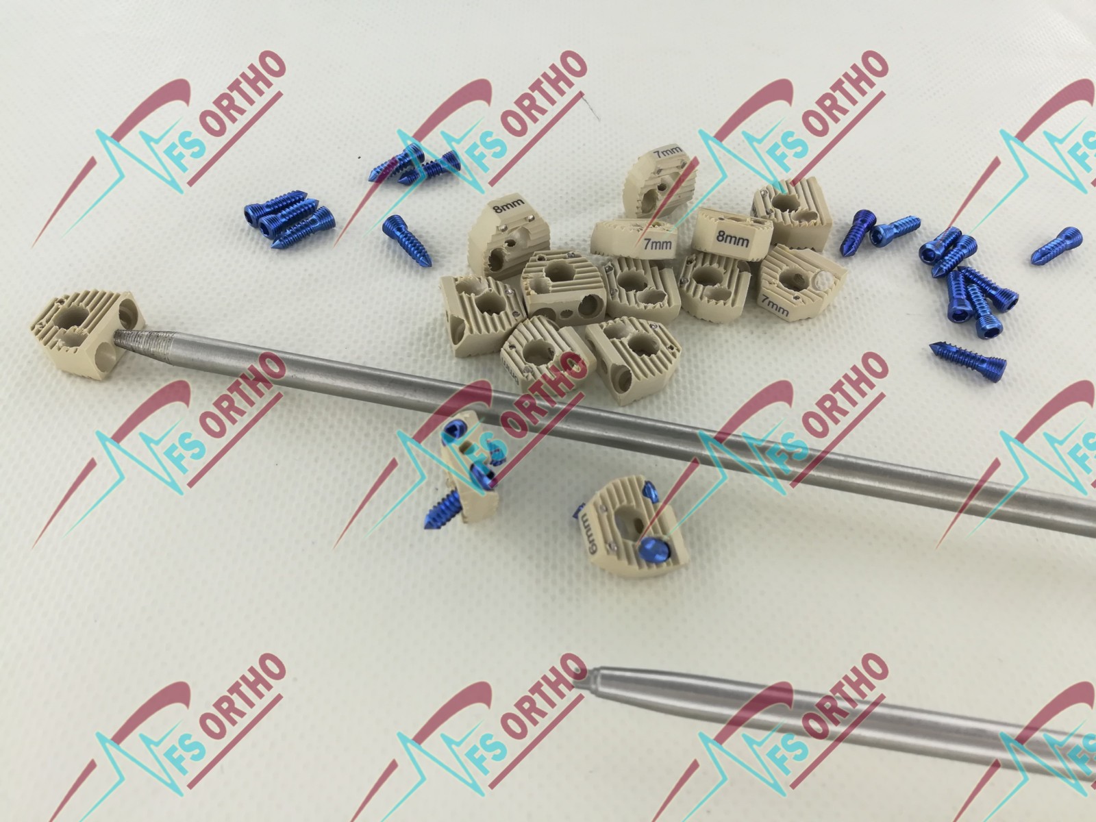 6mm Locking CERVICAL FUSION SPINE CAGE (PEEK Material) with SCREWS , 16Pcs