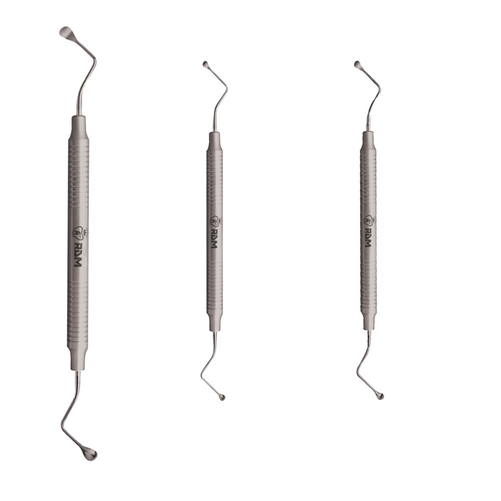 RDM Lucas Surgical Bone Curette Double Ended Serrated w Spoon Hollow Handle