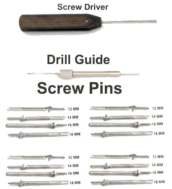 Caspar Cervical Distractor Left & Right Set Screw Pins Screw Driver Drill Guide