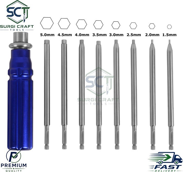 Orthopedic Bone Screwdriver Set With Quick Coupling Handle Surgical Instruments