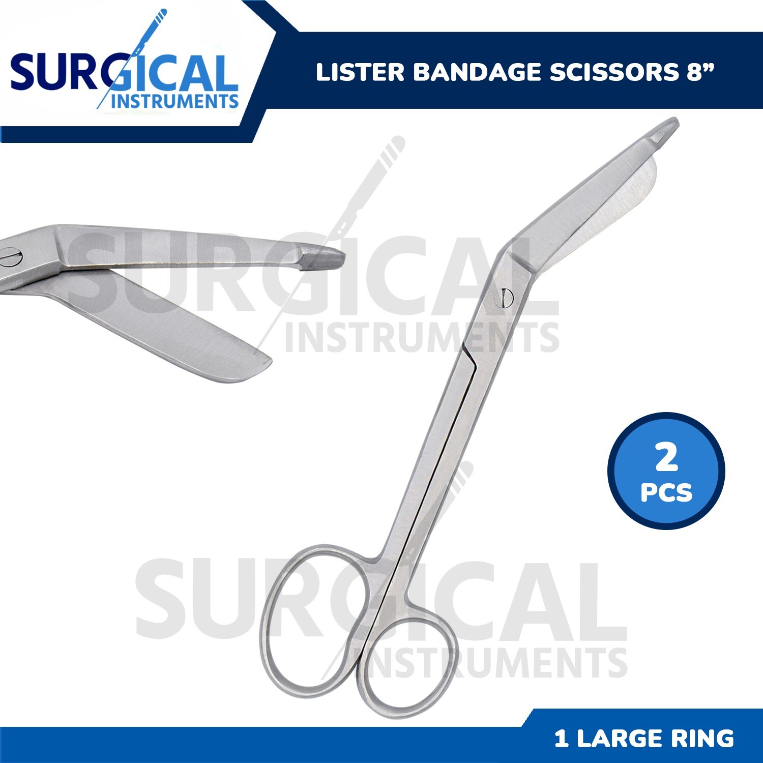 2 Pcs Bandage Scissor Nurses Surgical Instrument W/One Large Ring 8″ German Gr
