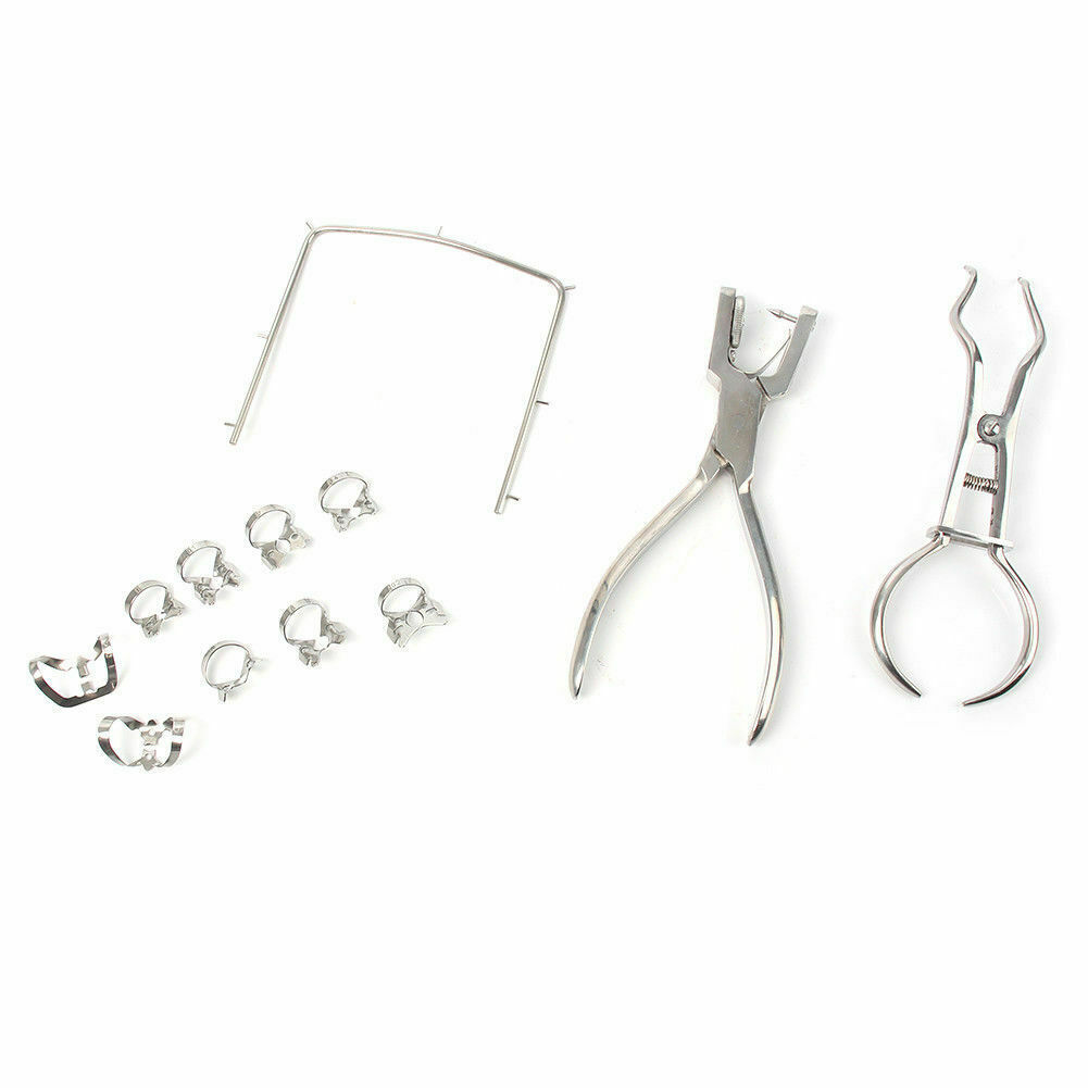 Dental 12 Pcs Basic Rubber Dam Kit Surgical Instruments Set Stainless
