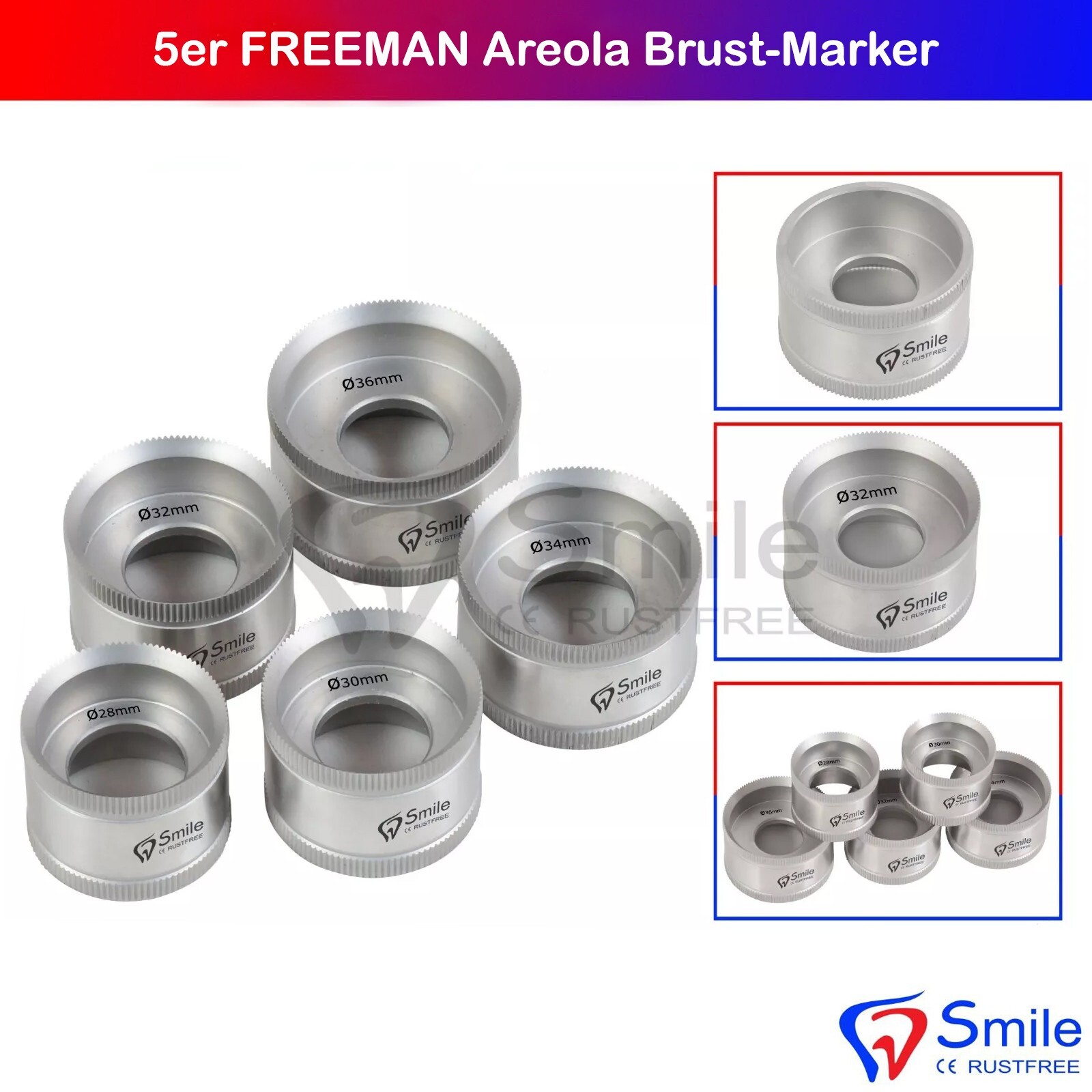 5 Pack FREEMAN Areola Breast Marker Cosmetic Plastic Surgery OP Mammoplasty