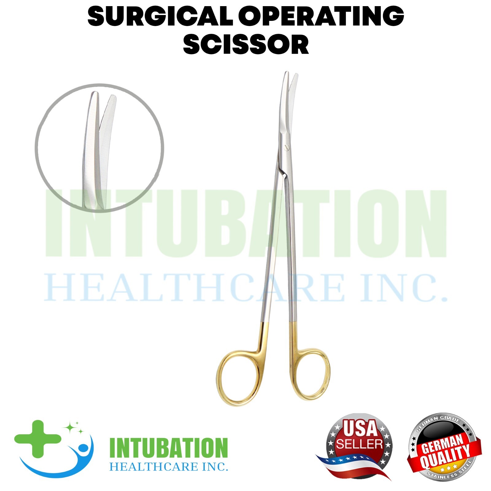 REES Face Lift Scissor 20.5cm Curved T/C Tip Stainless Steel Surgical Instrument
