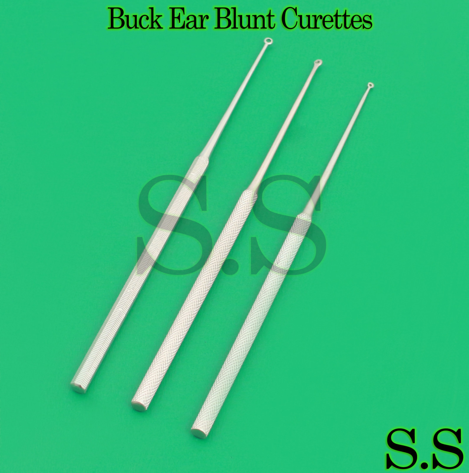Surgical Buck Ear Blunt Curettes #1, #2, #3 Straight 6.5″ ENT 3 Pcs Instruments