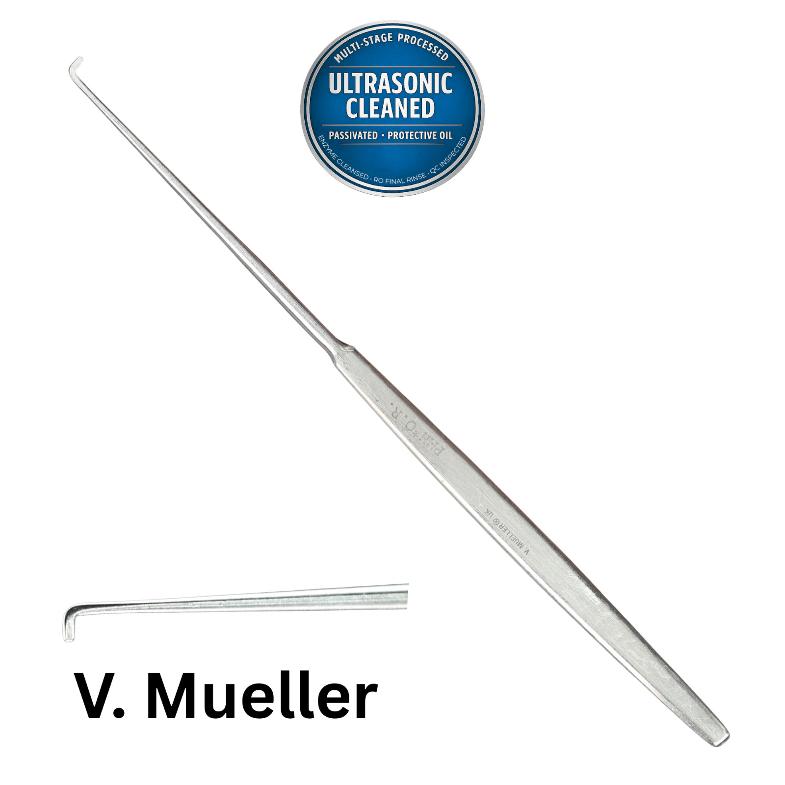 V Mueller NL2410 Dissecting Hook, Adson Blunt 5 mm Long Tip, 8″