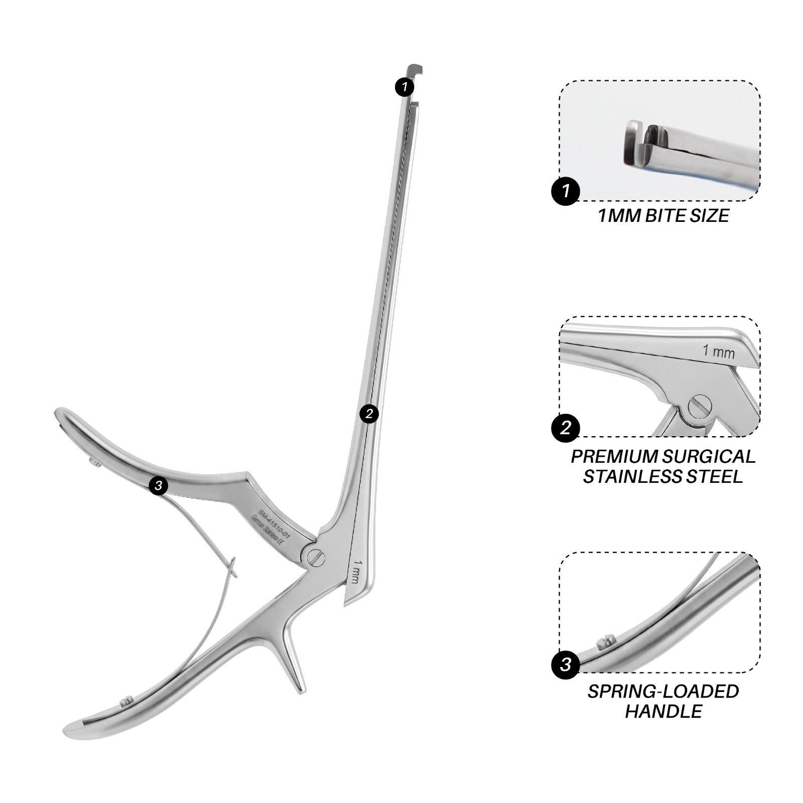 Ferris Smith Kerrison Rongeur 1 mm 90° Stainless Steel Orthopedic Instrument GG