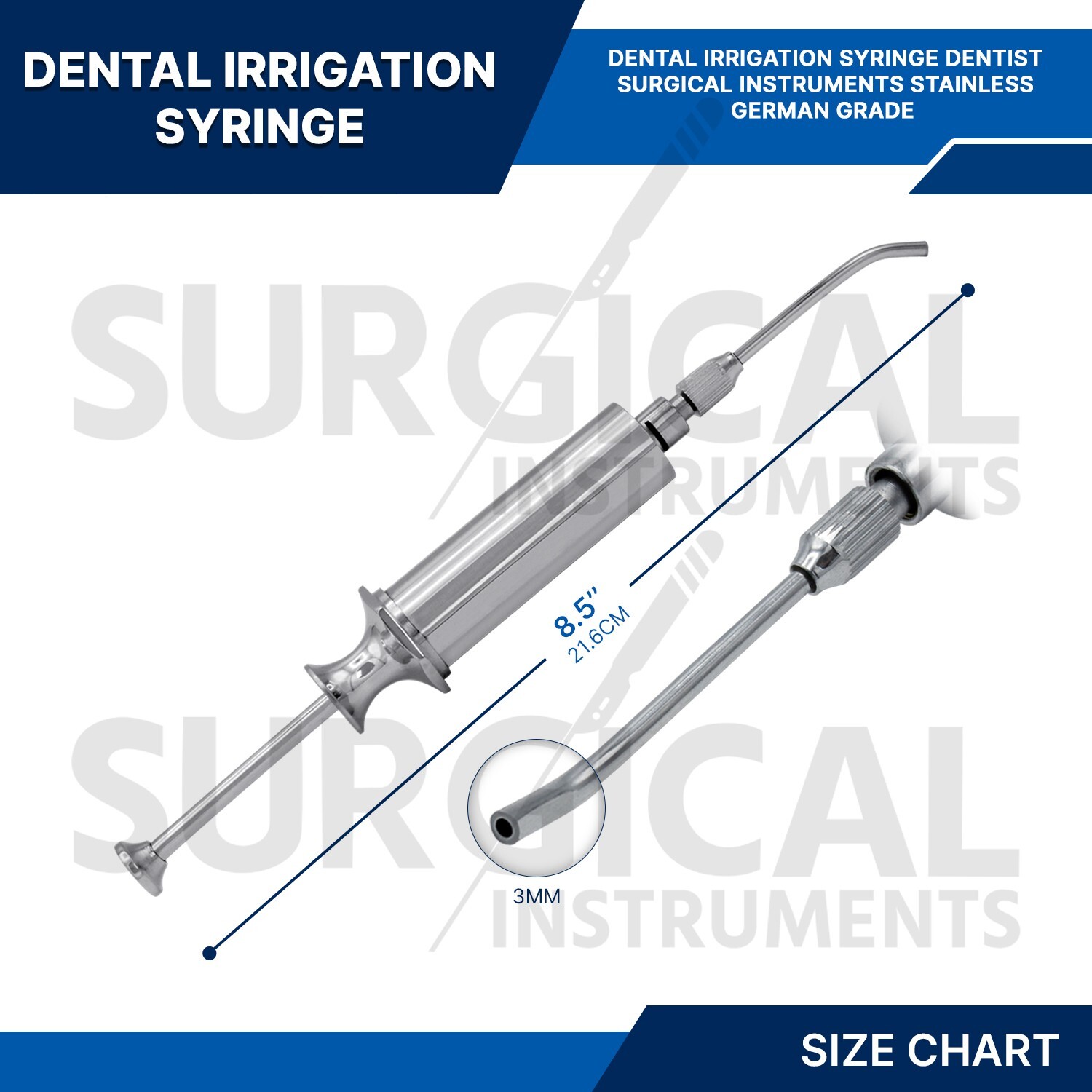Dental Irrigation Syringe Dentist Surgical Instruments Stainless German Grade