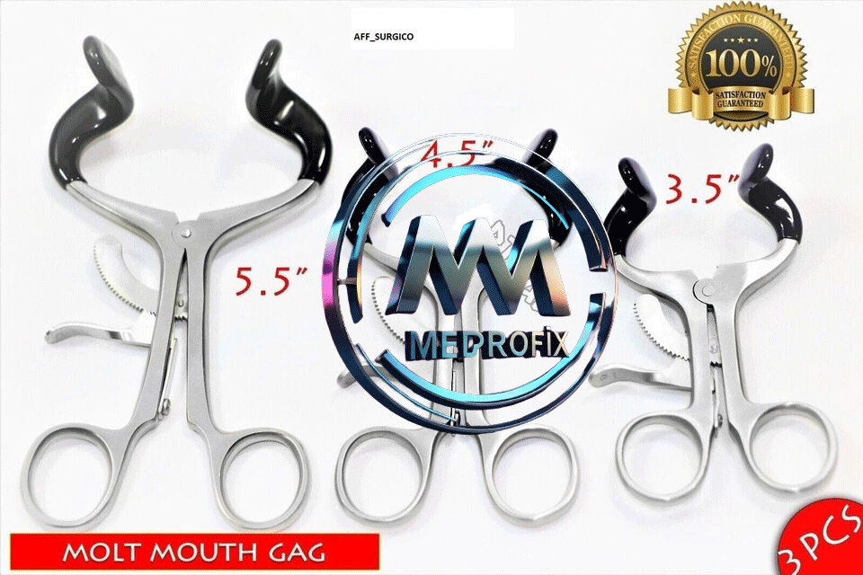 Opener SET OF 3pcs New MOLT DENTAL MOUTH GAG 3.5″+4.5″+5.5″ Surgical Mouth