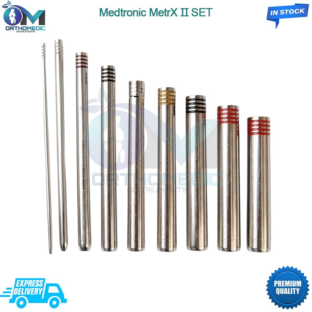 Medtronic MetrX II SET OF 9 Dilators 5.3mm – 24.8mm Microdiscectomy Tubes Set