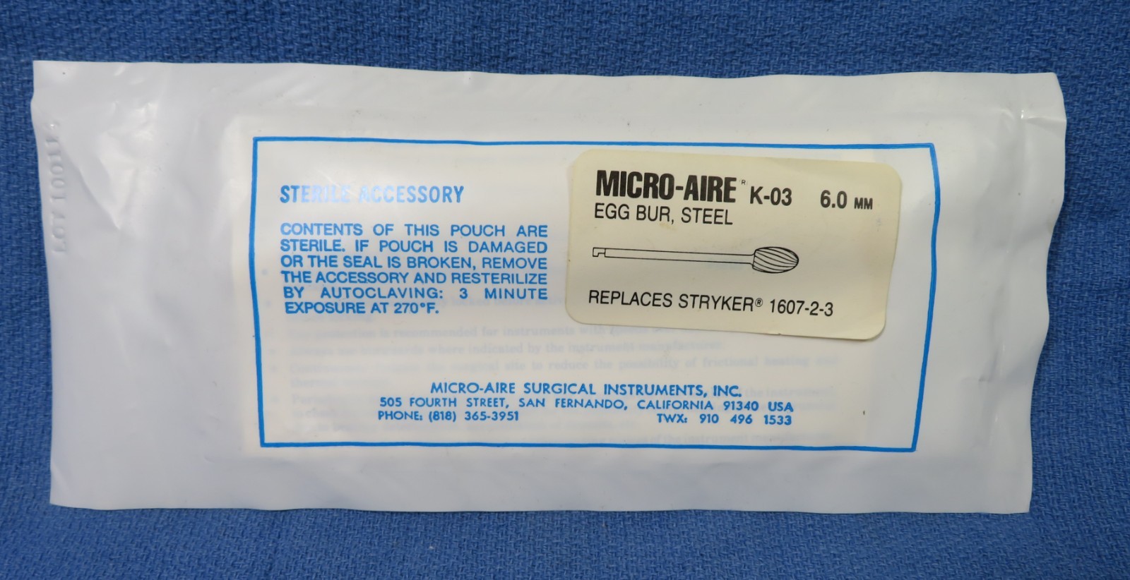 Stryker Micro-Aire Egg Bur K-03 6.0mm