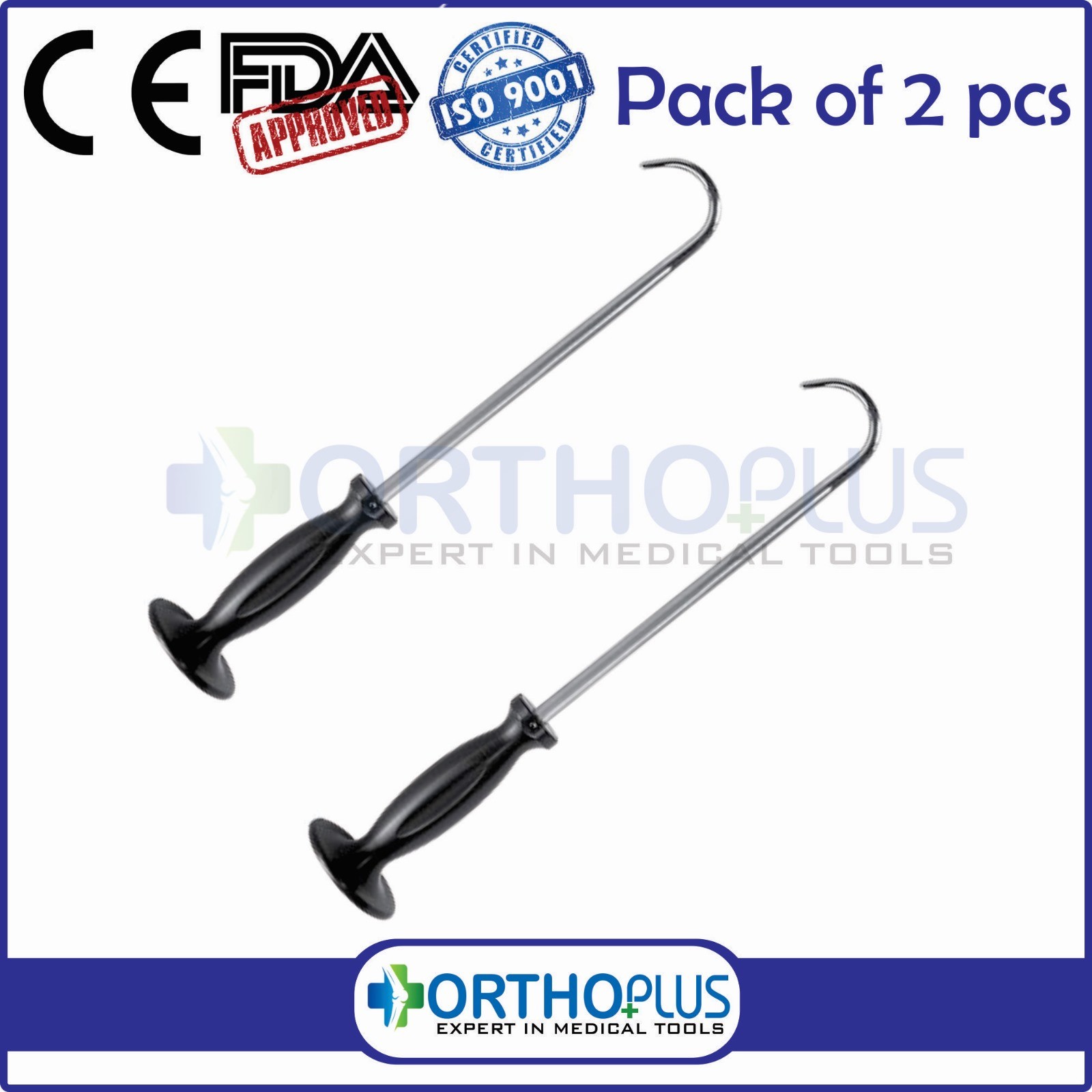 2pcs Proximal Femoral Elevation Bone Hooks Hip Replacement Surgery Large 50mm