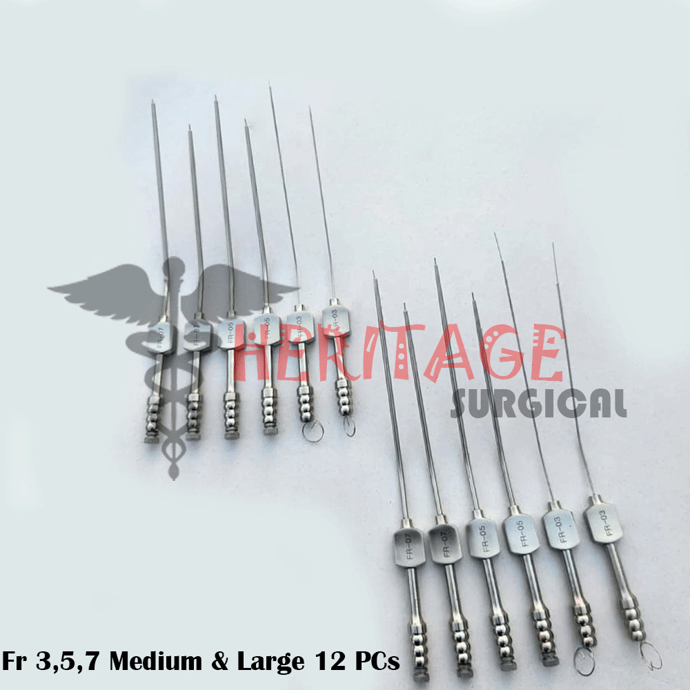 New Fukushima Teardrop Suction Tube Fr 3,5,7 Medium & Large 12 PCs Set Surgical