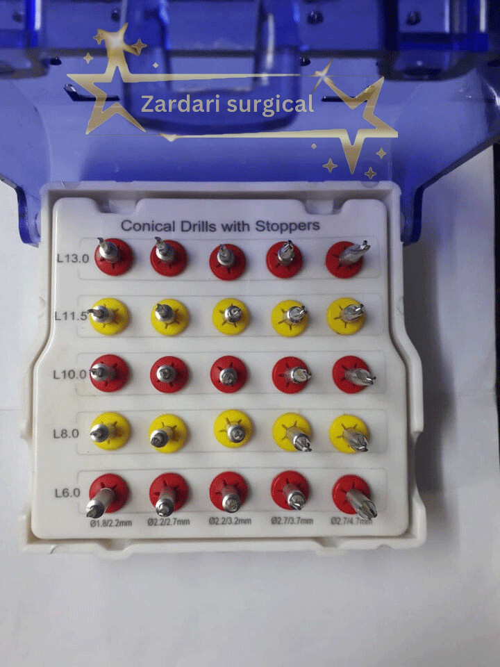 integral stoppers Dental Kit 25pcs Set Conical Drills with Implant Guided