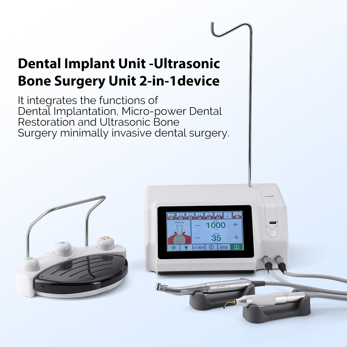 2-in-1 Device Dental Implant Ultrasonic Bone Cut Piezosurgery Unit Touchscreen