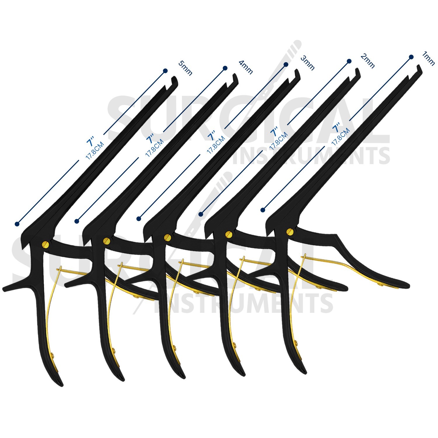 5 Pcs Kerrison Rongeurs 6″ Black 45 Degree Up Cervical Orthopedic German Grade
