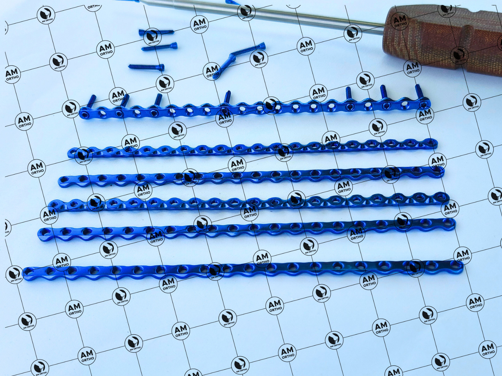 Ṿeterinary 2.0mm ÀLPS-II Ĺocking Ṕlates 20Holes With LCP Screw 77Pcs Set Ti