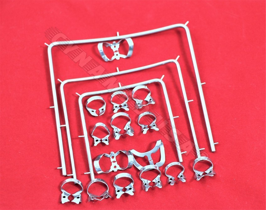 New O.R Rubber Dam Clamps SET with Frame 18 Pieces Dental Surgical Instruments