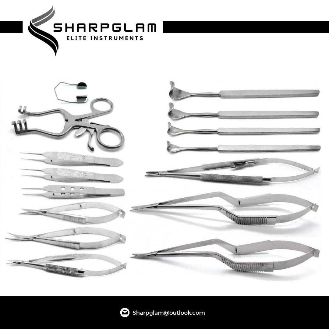 SHARPGLAM Ophthalmic Microsurgery Instruments Set Stainless Steel Eye Surgery