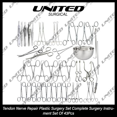 Tendon Nerve Repair Plastic Surgery Set Complete Surgery Instrument Set Of 43Pcs